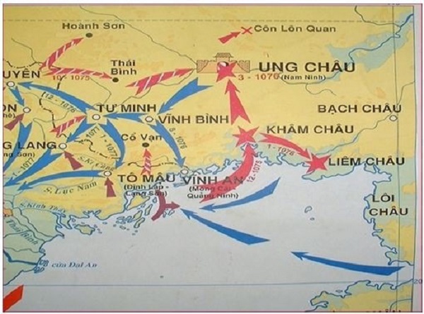 Lược đồ tiến công thành Ung châu, Khâm châu và Liêm châu