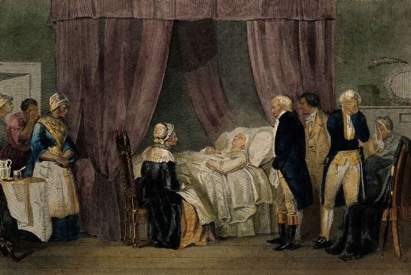  Tranh vẽ tái hiện cảnh Tổng thống George Washington khi qua đời