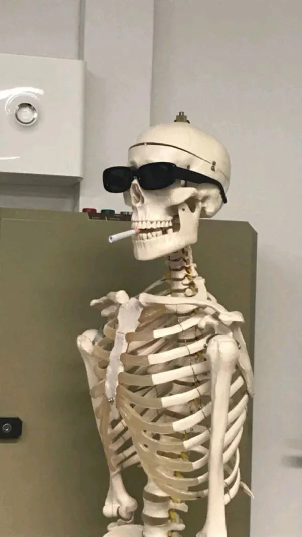 skeleton meme hút thuốc 