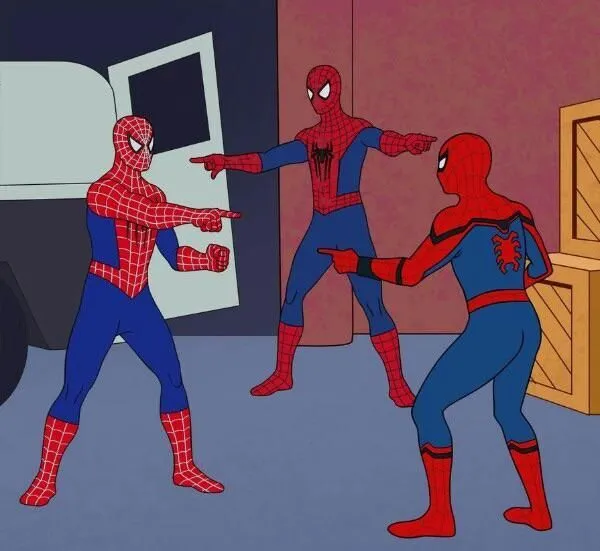 spider man meme 3 người chỉ nhau 