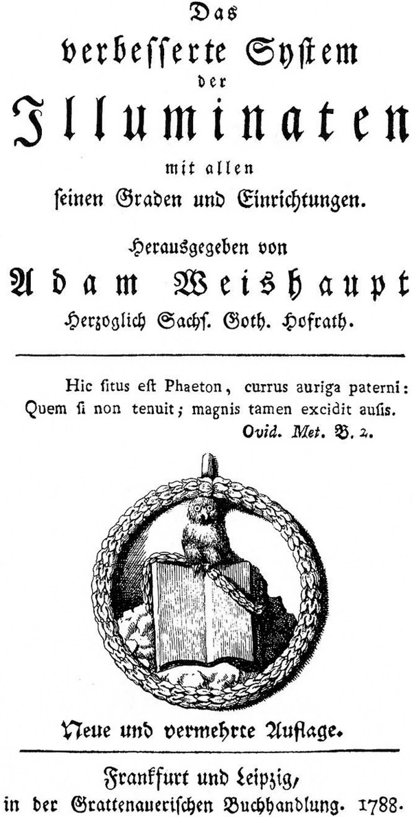 Cuốn sách của Adam Weishaupt lần đầu hé lộ về Illuminati, đồng thời giới thiệu biểu tượng chính thức của hội là hình con cú.