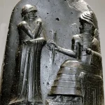 Phần trên của bia đá chứa bộ luật Hammurabi.