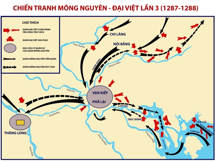 Bản đồ kháng chiến chống Mông Nguyên lần 3 thời Trần