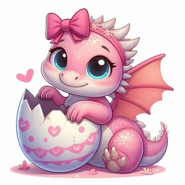 ảnh rồng chibi cute hồng