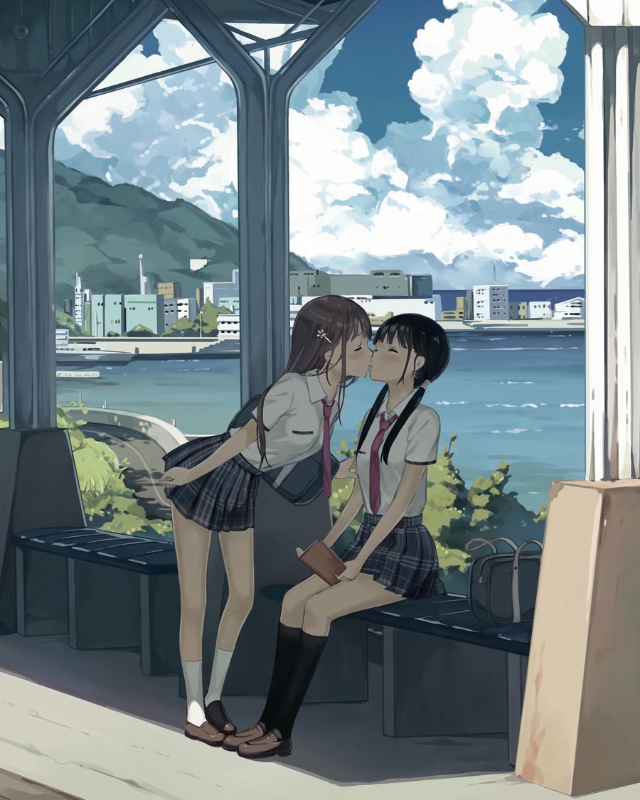 ảnh anime bách hợp bên cửa sổ