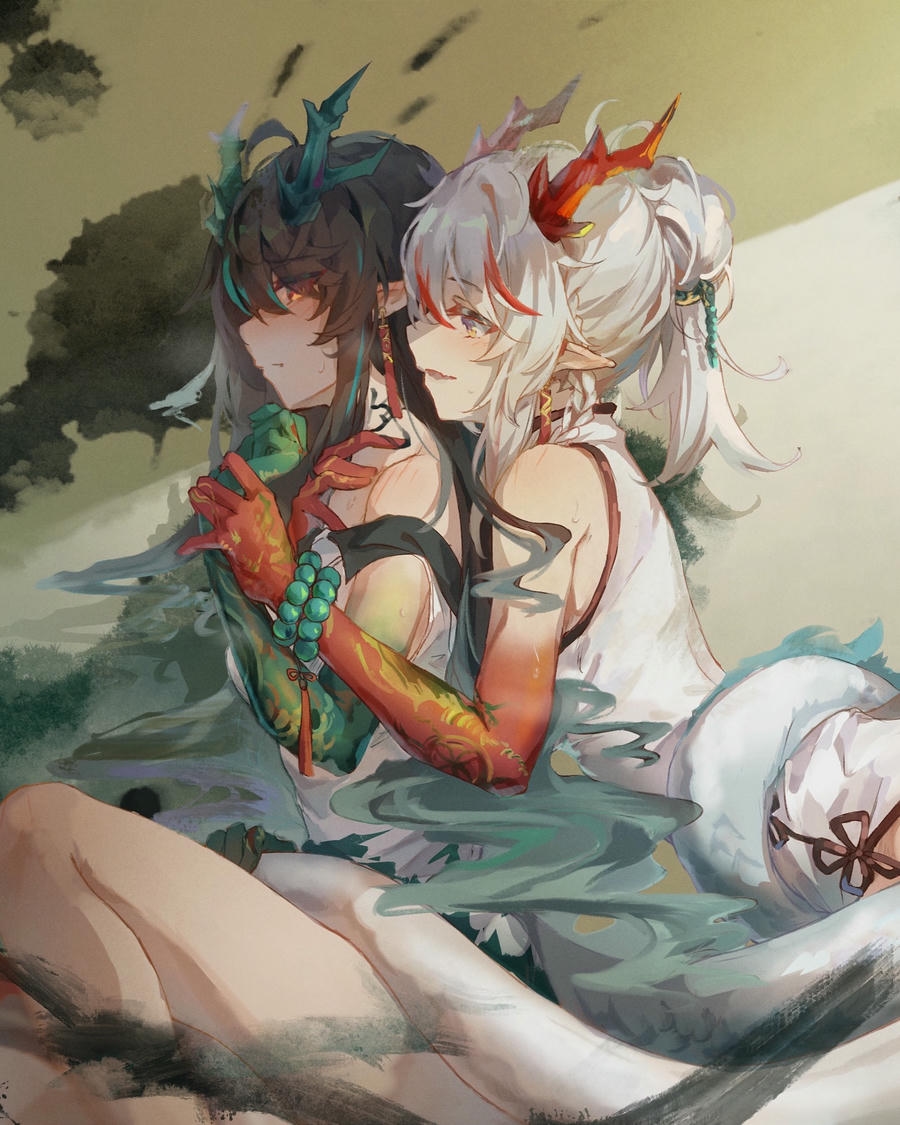 ảnh anime bách hợp ngồi bên nhau