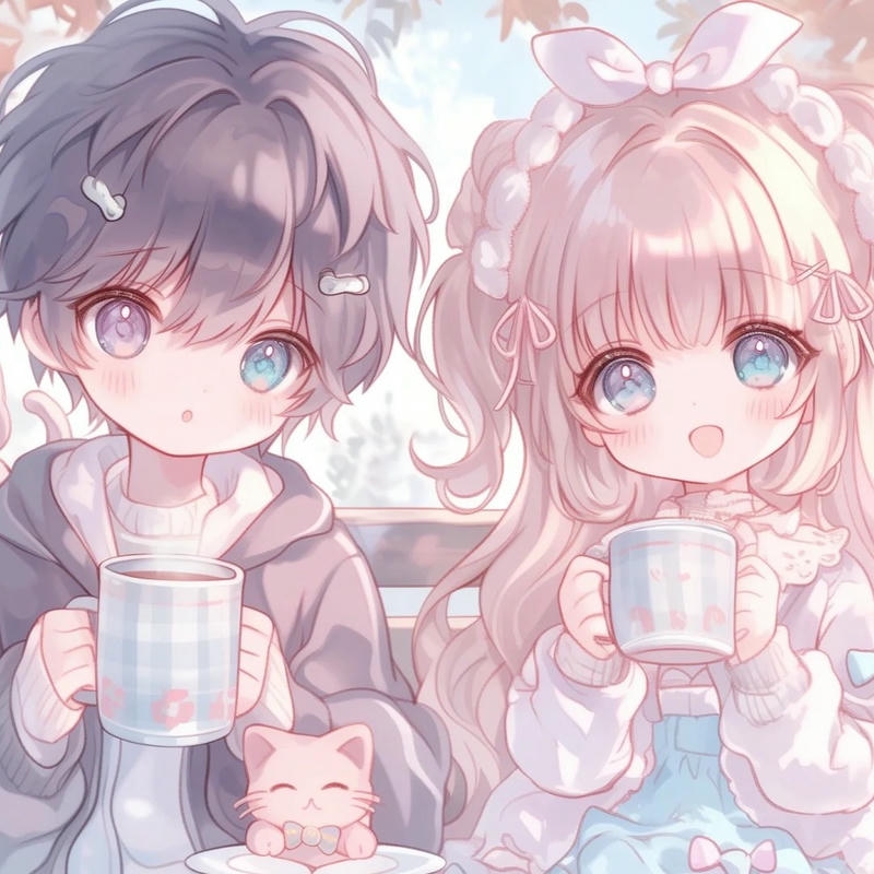 ảnh anime cặp đôi ngồi cùng nhau