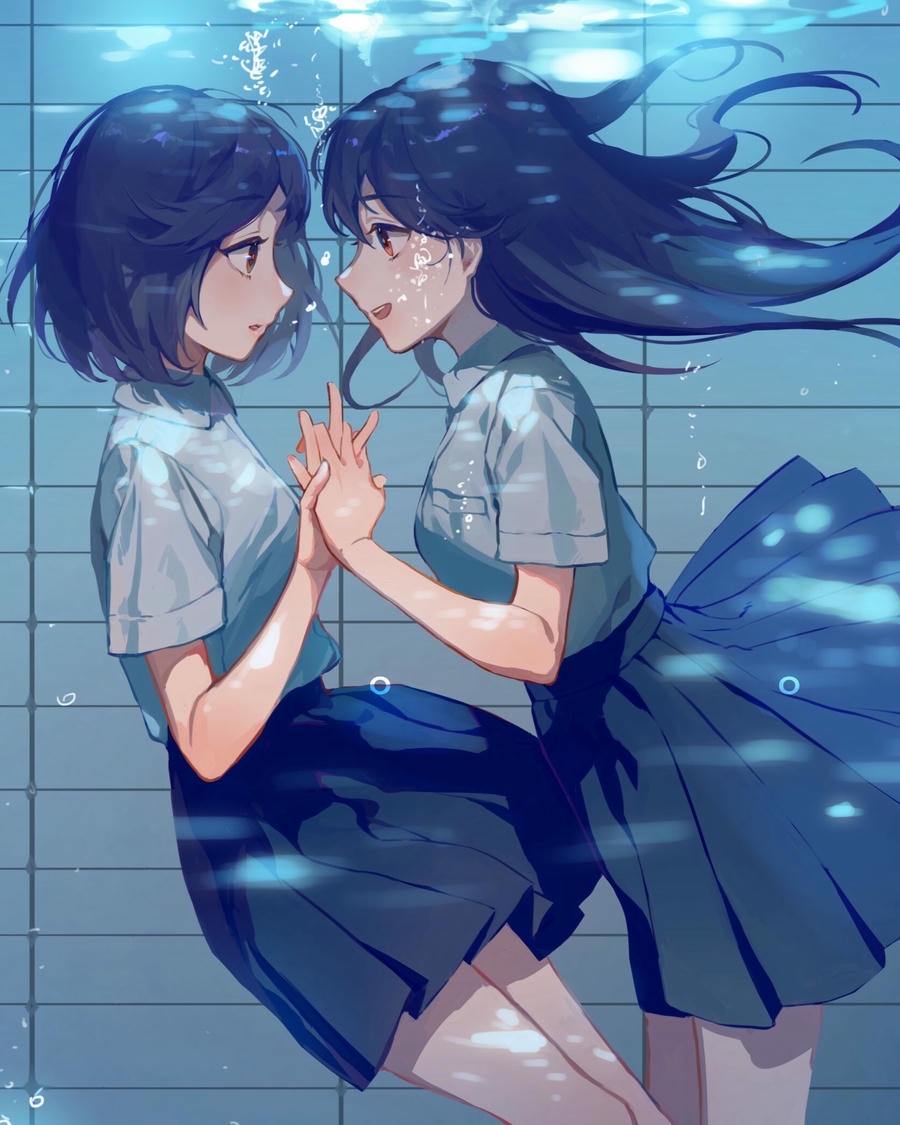 ảnh anime nắm tay trong gió