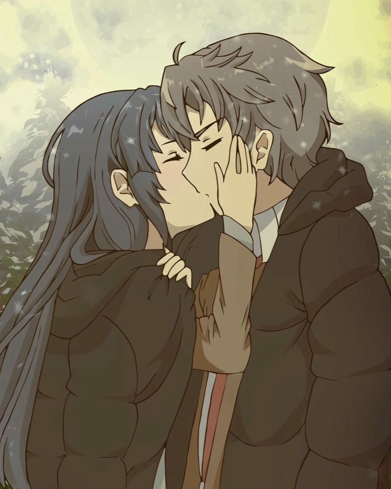 anime hôn nhau trong mưa