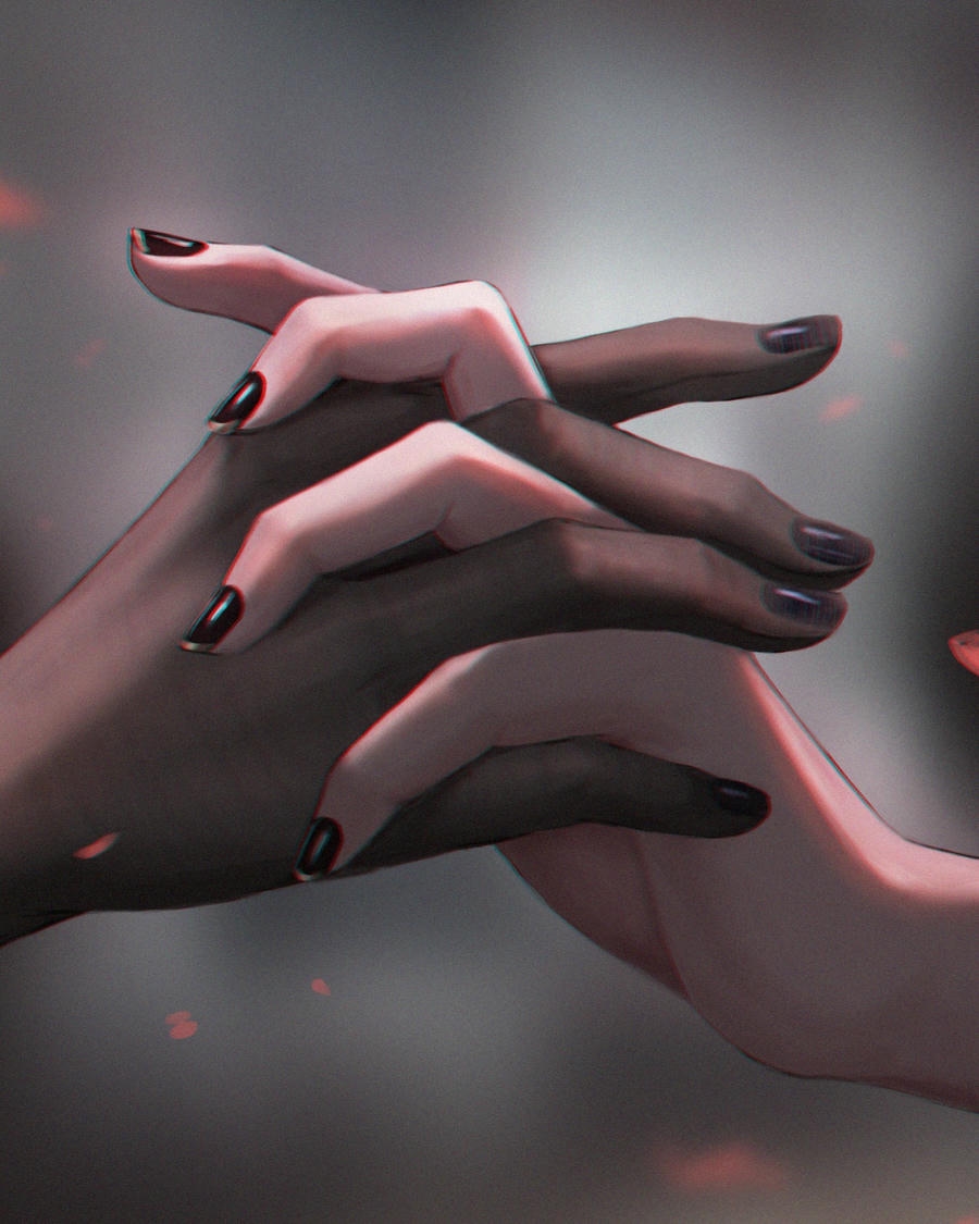 anime nắm tay hạnh phúc bên biển