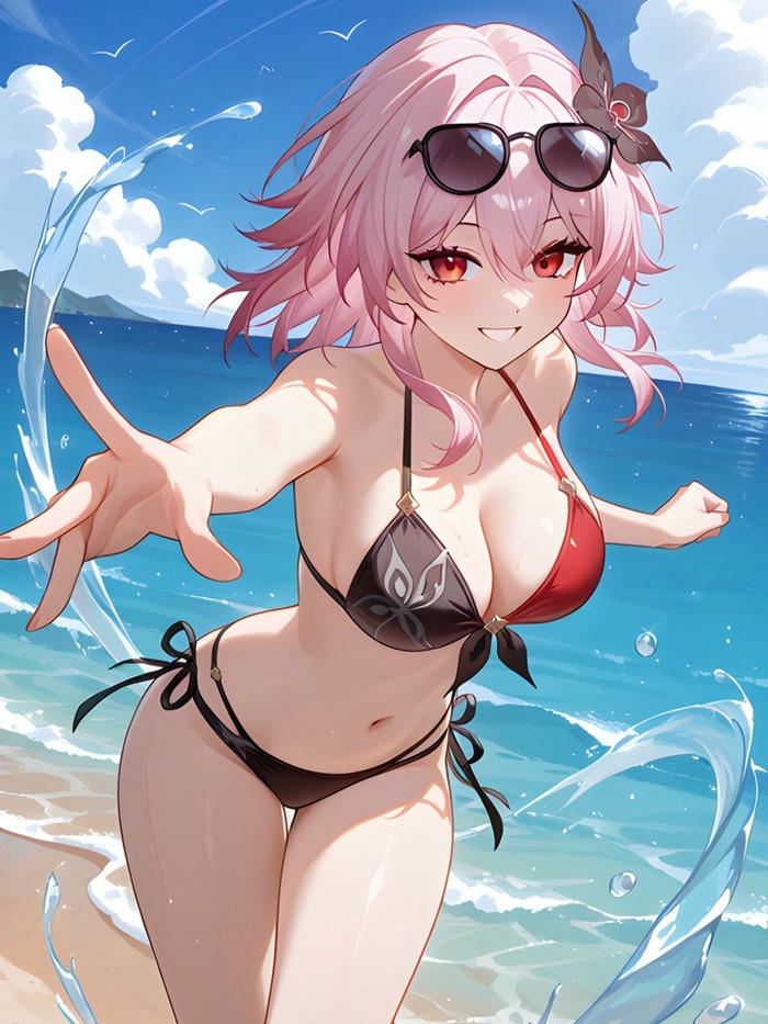 gái anime cute bikini phong cách rock