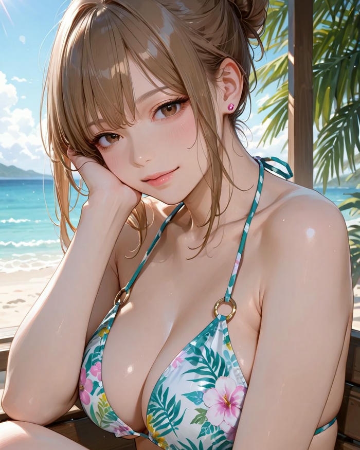 gái anime mặc bikini góc chụp