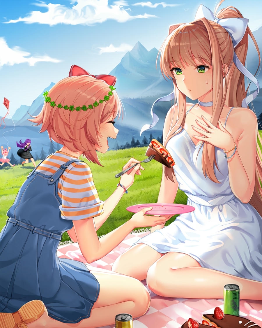 hai cô gái anime cùng ôm