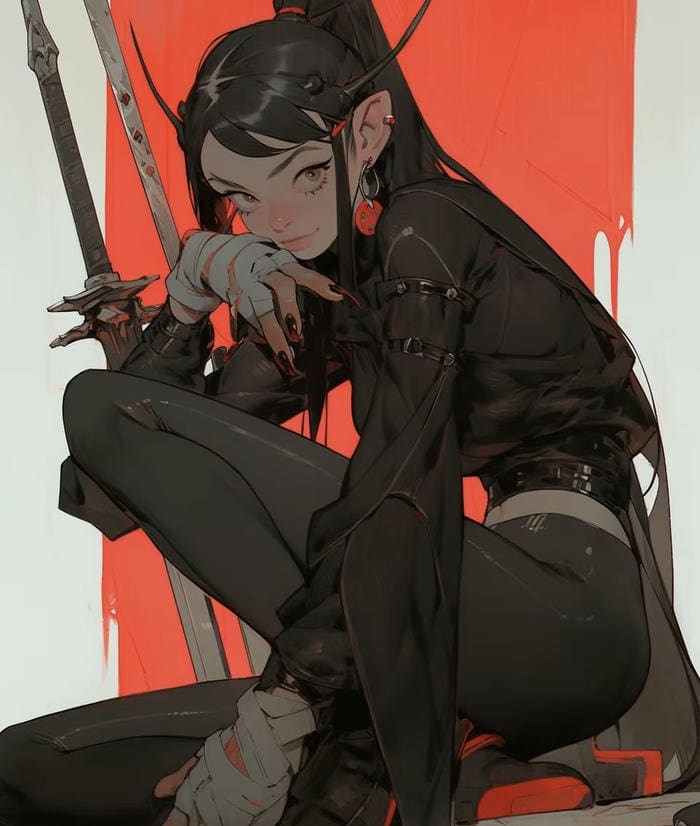 Ảnh anime nữ cầm kiếm đẹp huyền ảo