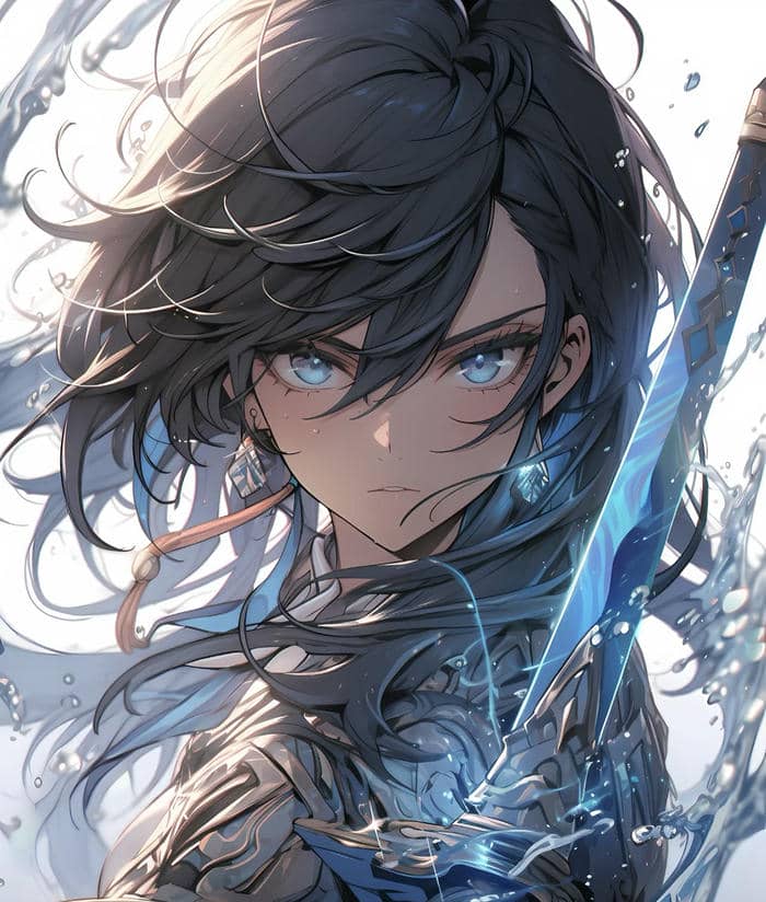 Ảnh anime nữ cầm kiếm động tác đẹp