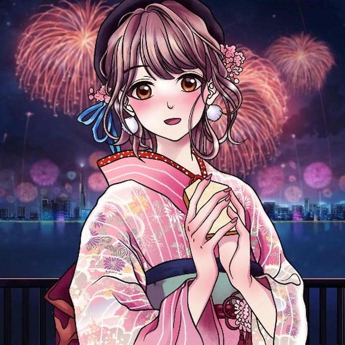 Ảnh anime nữ mặc kimono biểu cảm đẹp