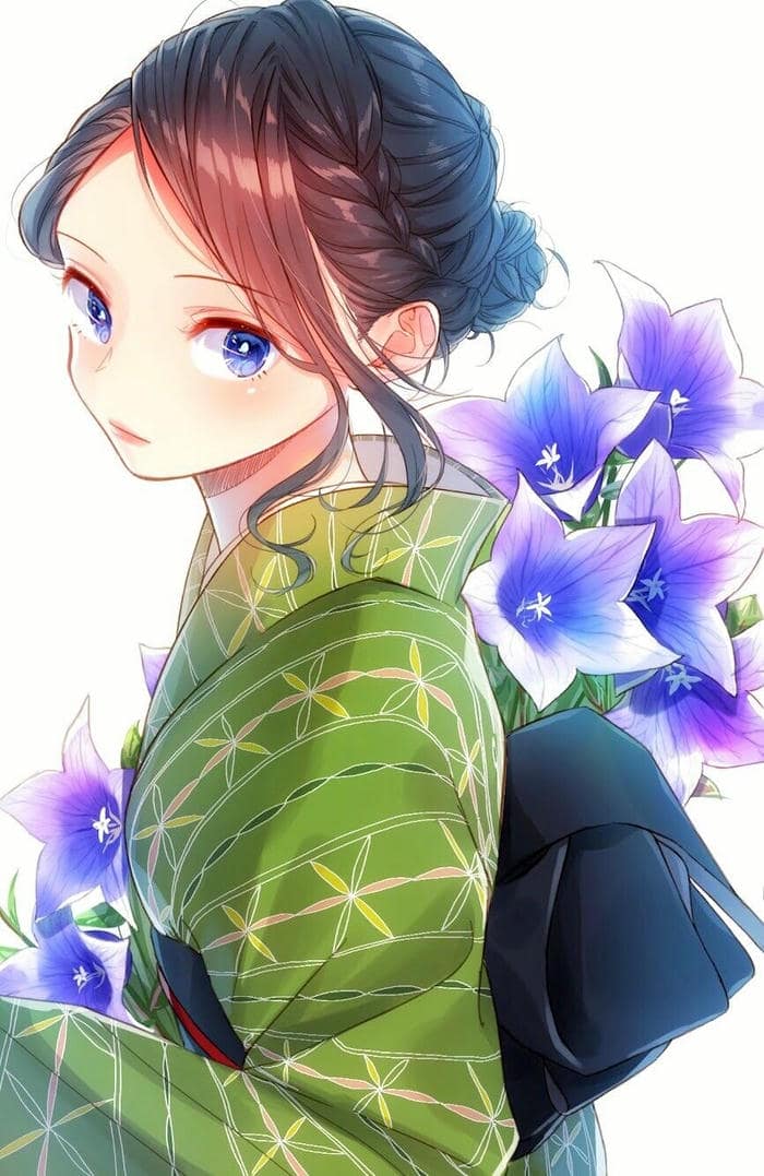 Ảnh anime nữ mặc kimono đáng yêu