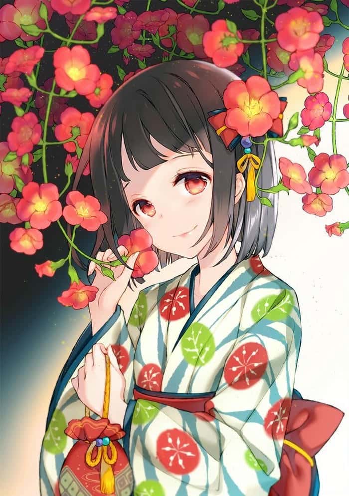 Ảnh anime nữ mặc kimono full HD
