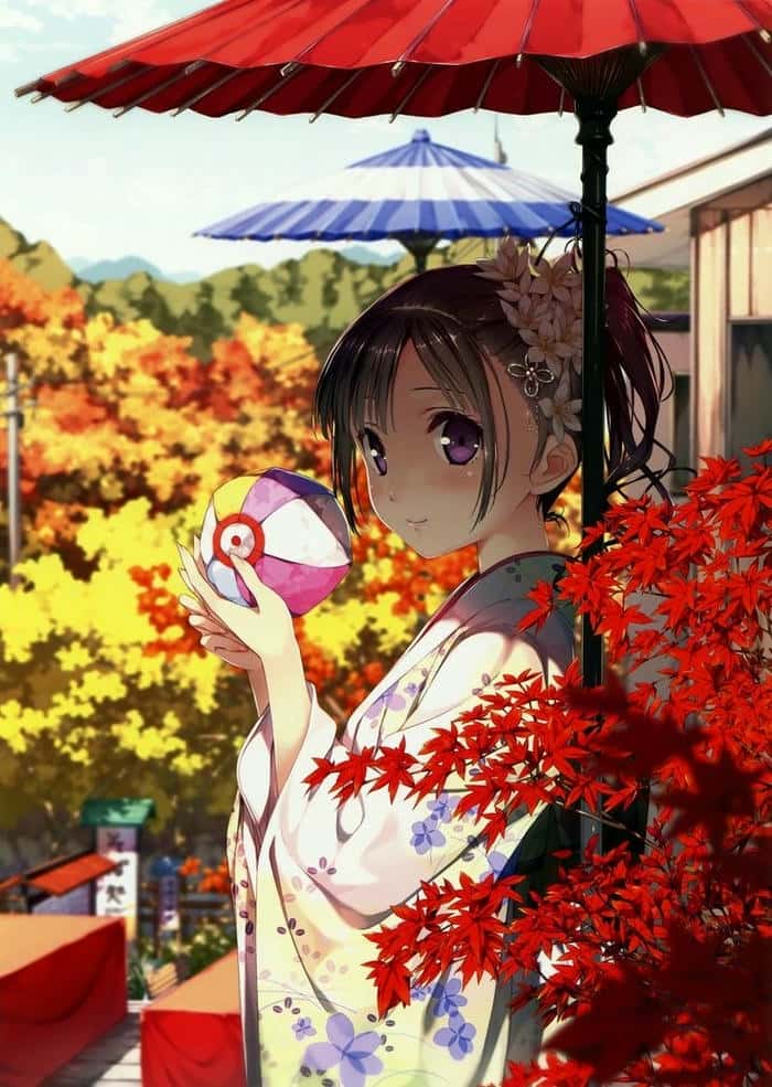Ảnh anime nữ mặc kimono nền đẹp
