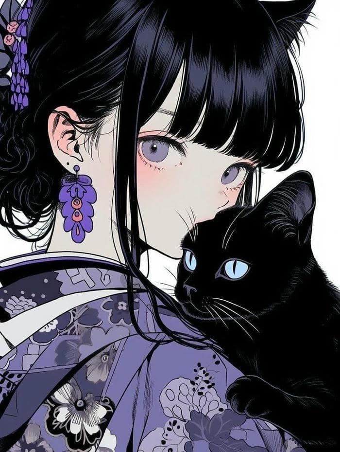 Ảnh anime nữ mặc kimono xinh đẹp