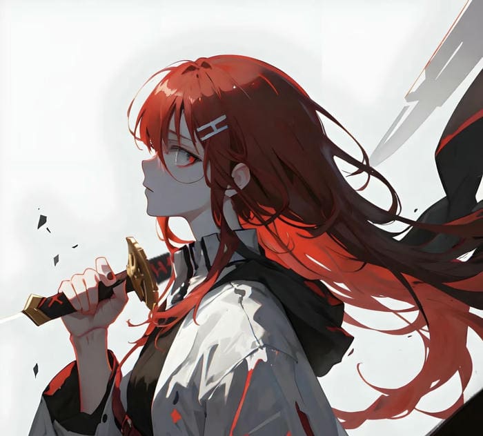 Cosplay hình ảnh anime nữ cầm kiếm dễ thương