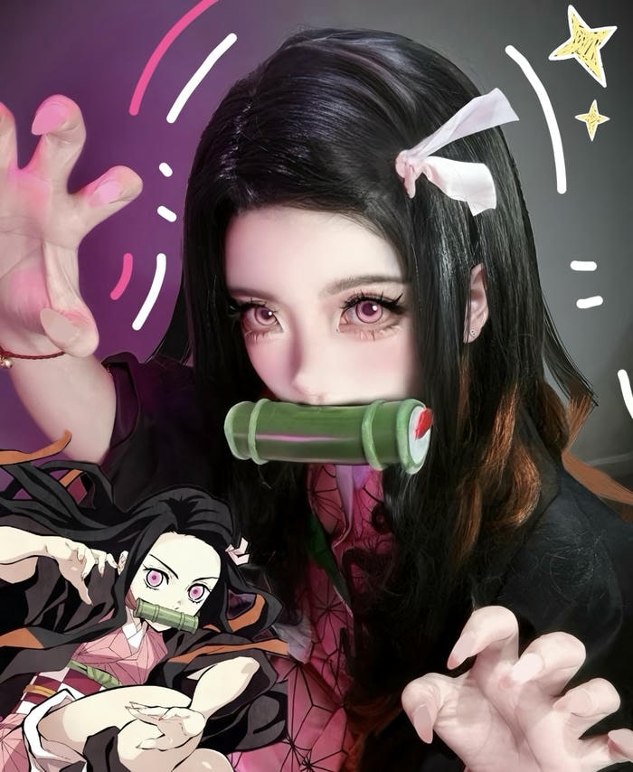 Gái xinh cosplay Nezuko cute dễ thương