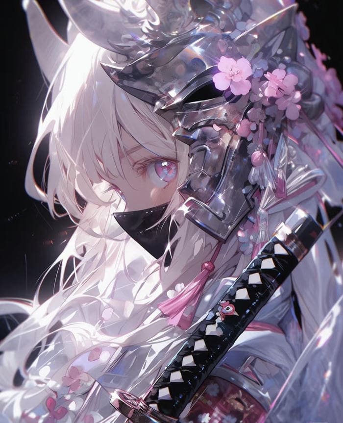 Hình ảnh anime nữ cầm kiếm chiến binh mạnh mẽ