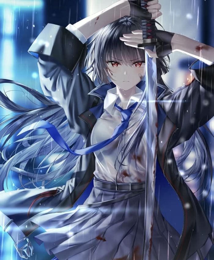 Hình ảnh anime nữ cầm kiếm đầy khí chất