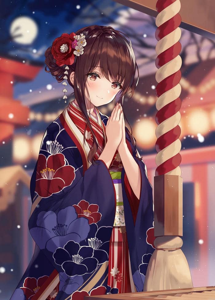 Hình ảnh anime nữ mặc kimono đẹp