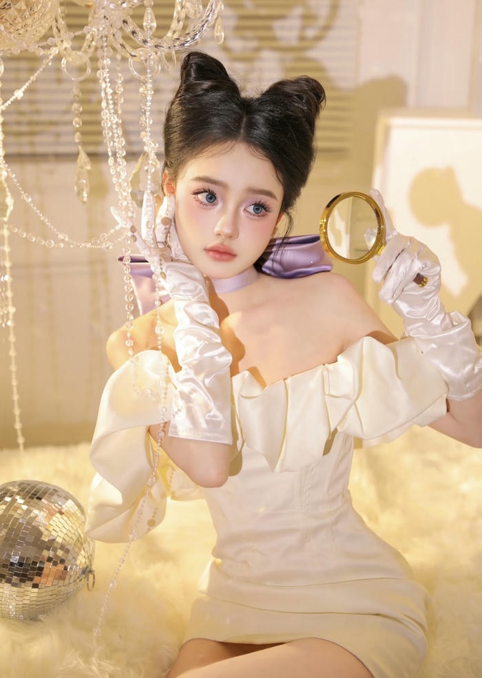 Hình ảnh cosplay mèo vuốt tóc nhẹ nhàng