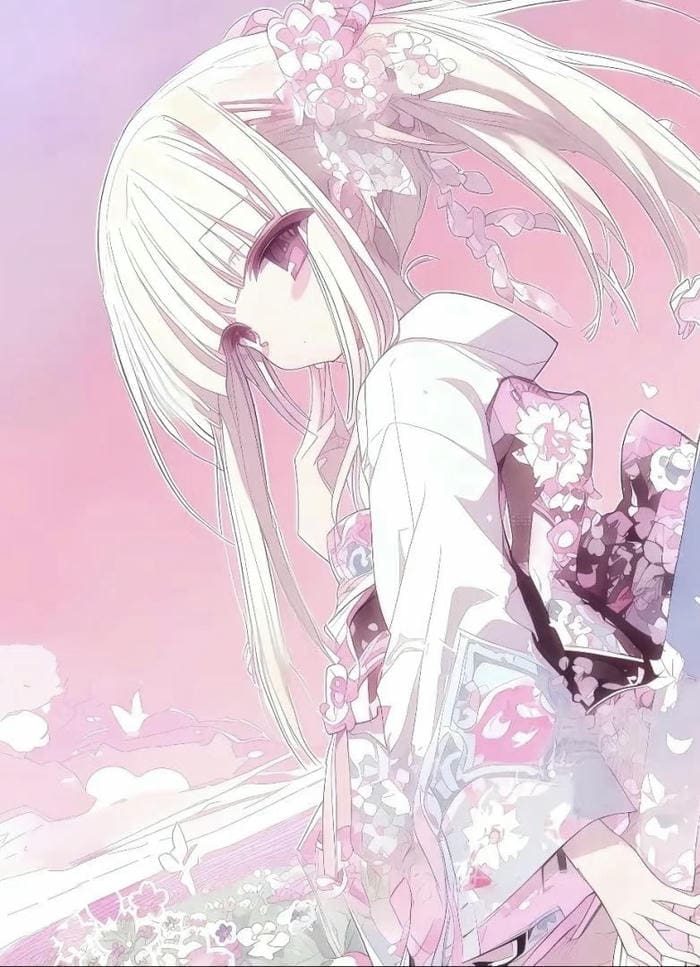 Hình anime nữ cầm kiếm ánh sáng huyền ảo