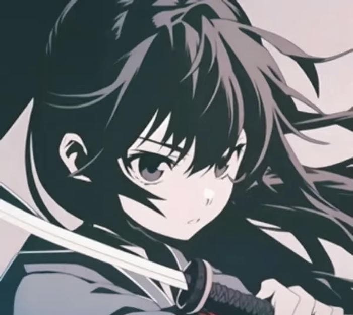 Hình anime nữ cầm kiếm ánh sáng ma thuật