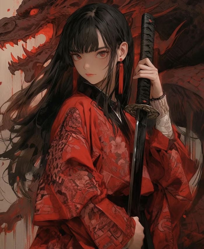 Hình anime nữ cầm kiếm độc đáo sáng tạo