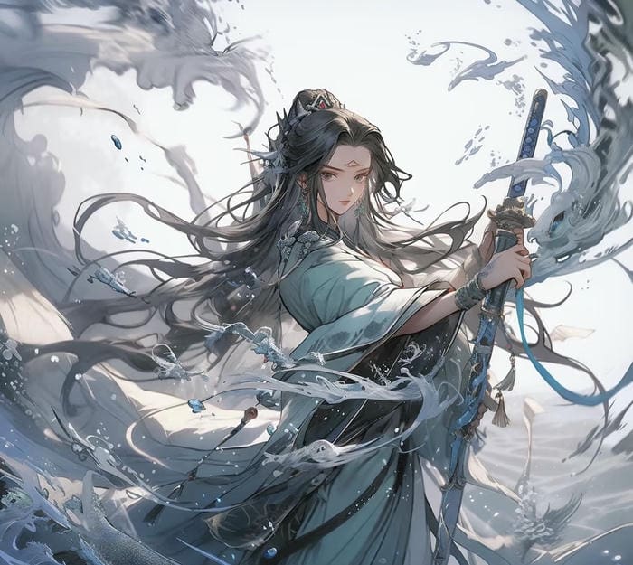 Hình anime nữ cầm kiếm kiểu Nhật