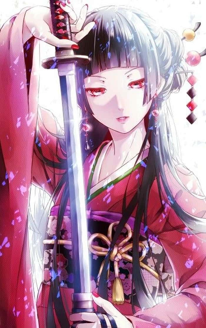 Hình anime nữ mặc kimono cổ điển