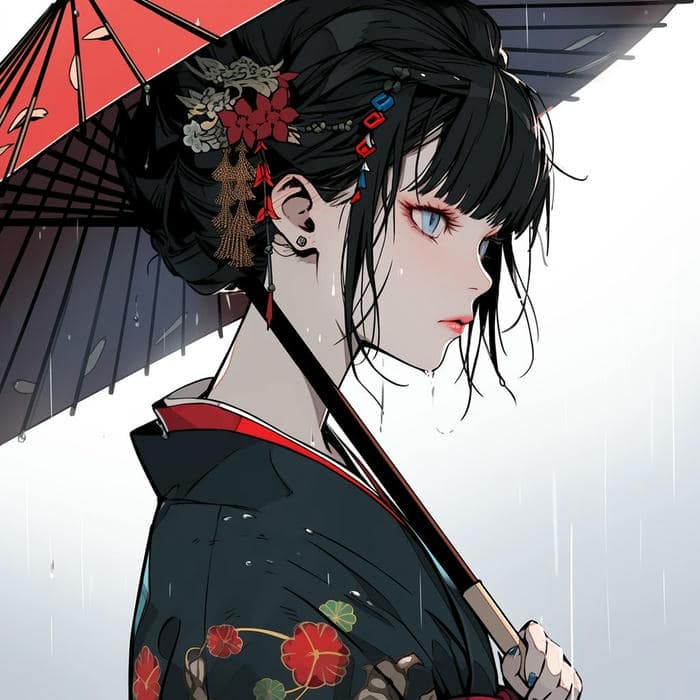 Hình anime nữ mặc kimono ngọt ngào
