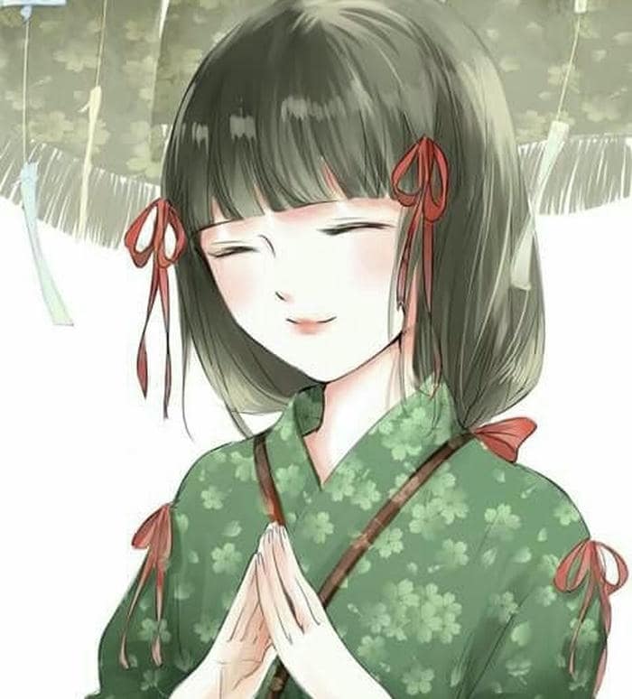 Hình anime nữ mặc kimono sắc nét
