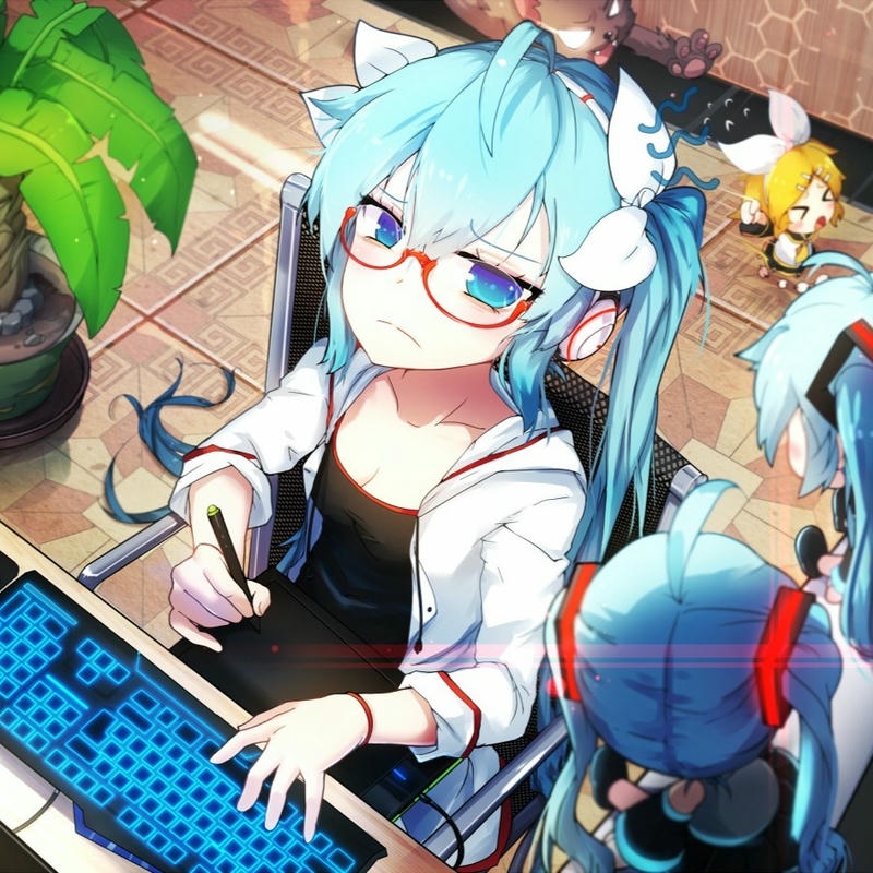 ảnh anime đeo kính dễ thương nhẹ nhàng