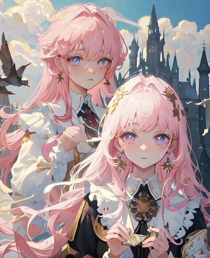 ảnh anime màu hồng dễ