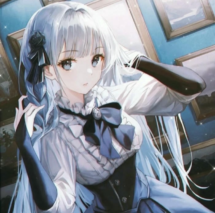ảnh anime white hair girl
