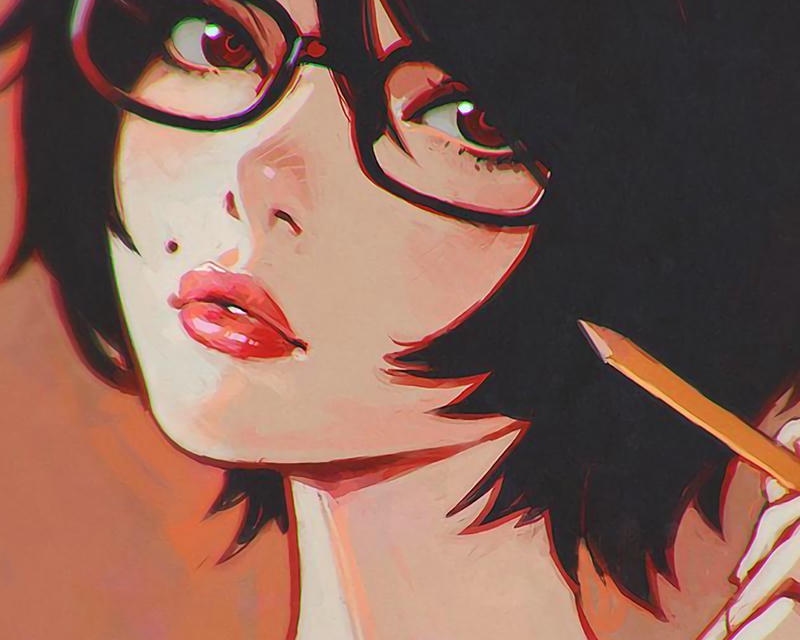 anime đeo kính ảnh đáng yêu