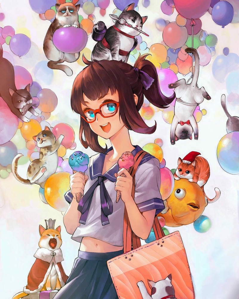 anime đeo kính ảnh nghệ thuật đẹp