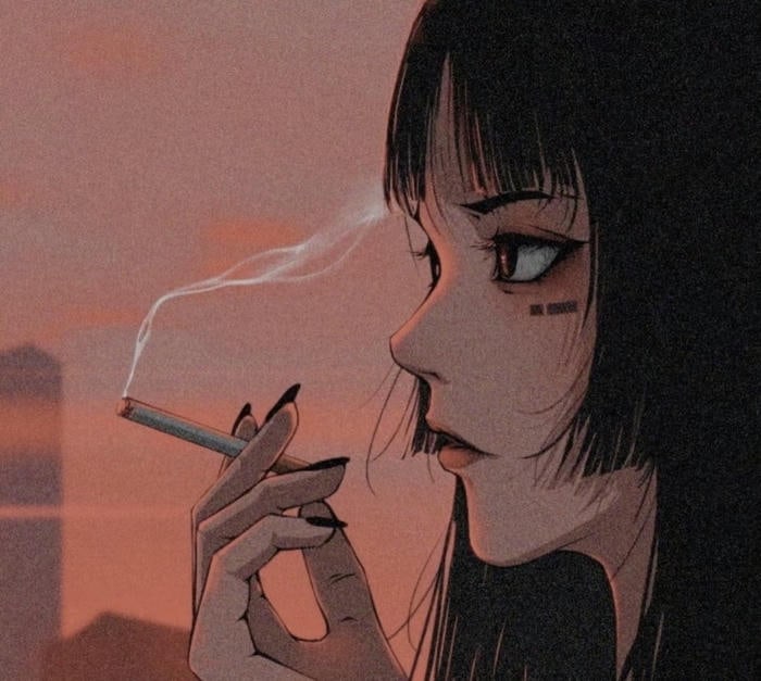 anime girl lạnh lùng cá tính đen trắng