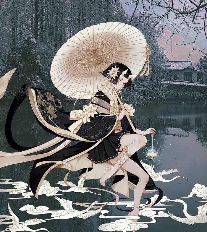 nữ anime cổ trang nhẹ