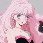 nữ anime màu pink
