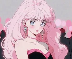 nữ anime màu pink