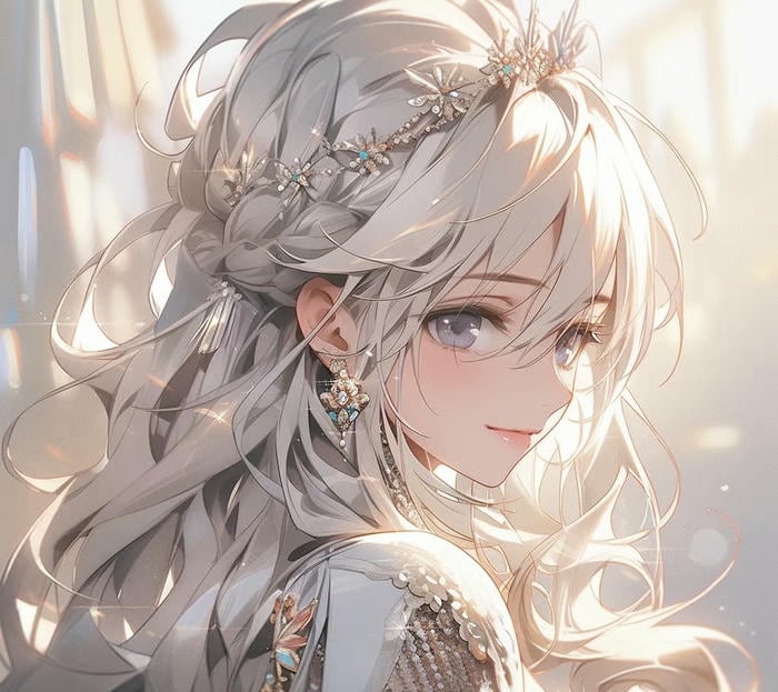 tóc trắng hòa ánh sáng