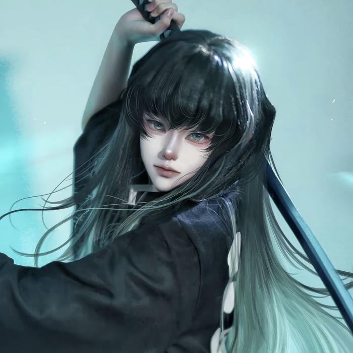 Hình cosplay Muichiro tạo dáng thần thái