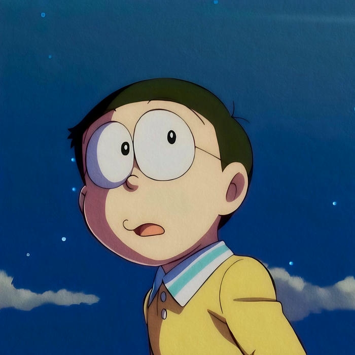 Hình nền Nobita ngước nhìn bầu trời sao đêm tuyệt đẹp