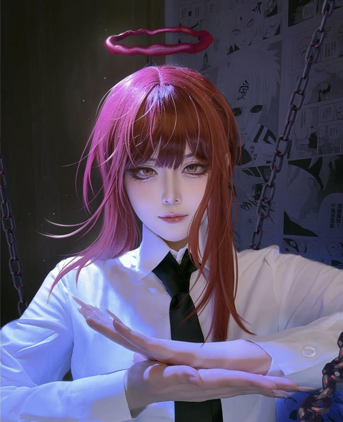 Makima cosplay đẹp xinh ánh mắt sắc